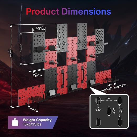 PEGZONE Controller and Headphone Holder Wall Mount, Modular Gaming Pegboard - Image 6