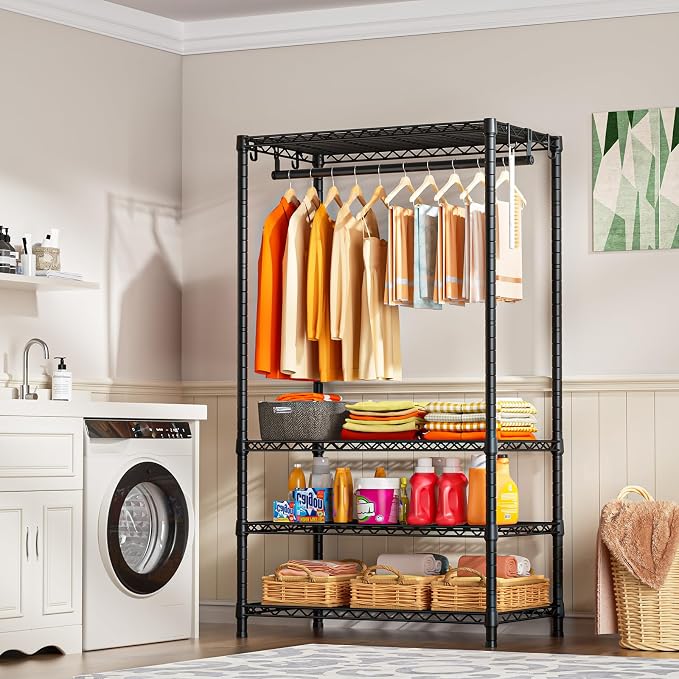 Ulif H4 Portable Closets, 4-Tier Metal Clothes Garment Rack - Image 5