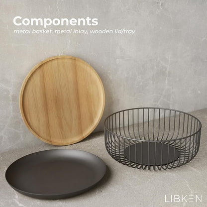 Fruit Basket with Wooden Bamboo Lid - Image 4
