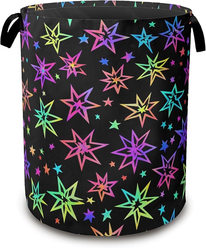Laundry Hamper, Bright Neon Stars Laundry Basket, Waterproof Oxford Cloth by Unknown
