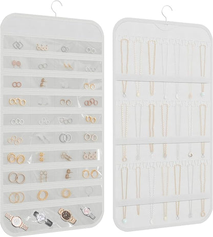 Hanging Jewelry Organizer Storage, 40 Pockets 36 Hooks Necklace Earring by DonYeco