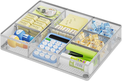 Marbrasse Desk Drawer Organizer, Metal Mesh Drawer Organizer Tray by Marbrasse