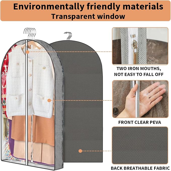 3 Pcs Garment Bags, Hanging Clothes Covers - Image 2