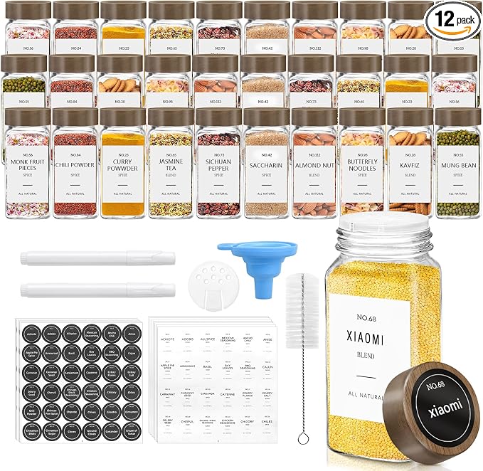 ZEHIQ 12Pcs Glass Spice Jars by ZEHIQ