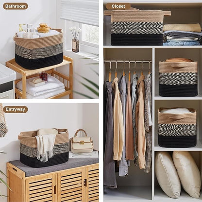 Storage Basket for Organizing, Woven Baskets for Storage, Rectangle Decorative - Image 8