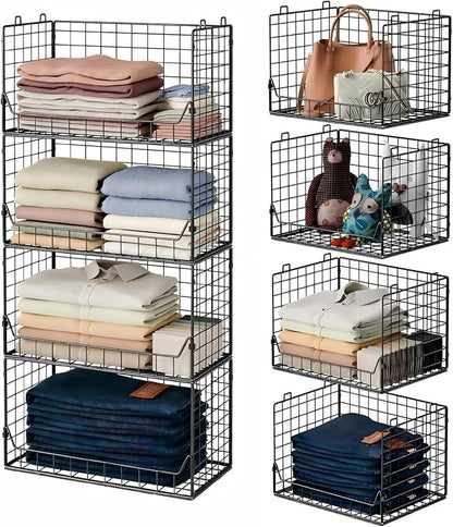 4-Tier Extra Height Stackable Closet Organizer – Foldable Storage Bins by Jakyitvi