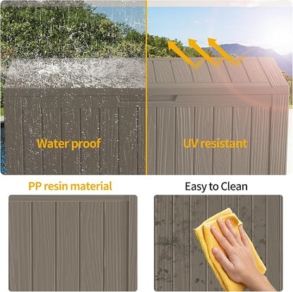 180 Gallon Outdoor Storage Box Waterproof Lockable Resin Deck Box Large - Image 3