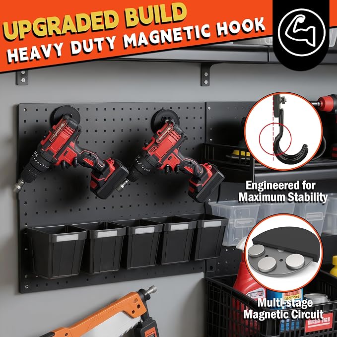 ULIBERMAGNET New Upgraded Garage Magnetic Hooks, 2 Pack Black Heavy Duty Large - Image 3