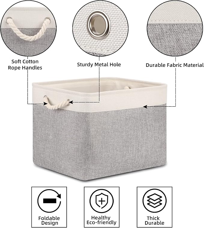 Bidtakay Storage Baskets for Organizing Large Storage Bins for Shelves 2 Pack - Image 5