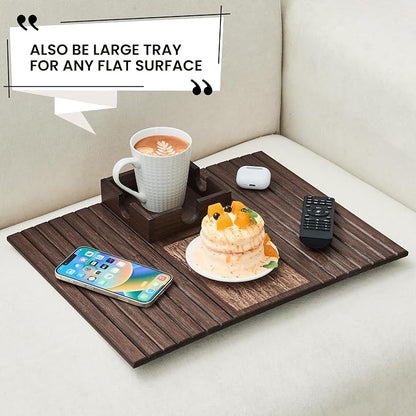 Bamboo Sofa Arm Tray Table, Foldable Couch Cup Holder, Anti-Slip Wide Couch Arm - Image 8