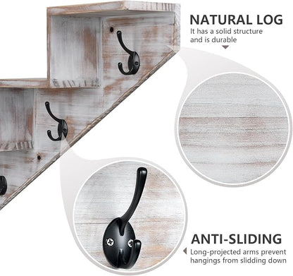 Coat Rack Wall Mount with Shelf, Wall Mounted Rise Wooden shelves - Image 7