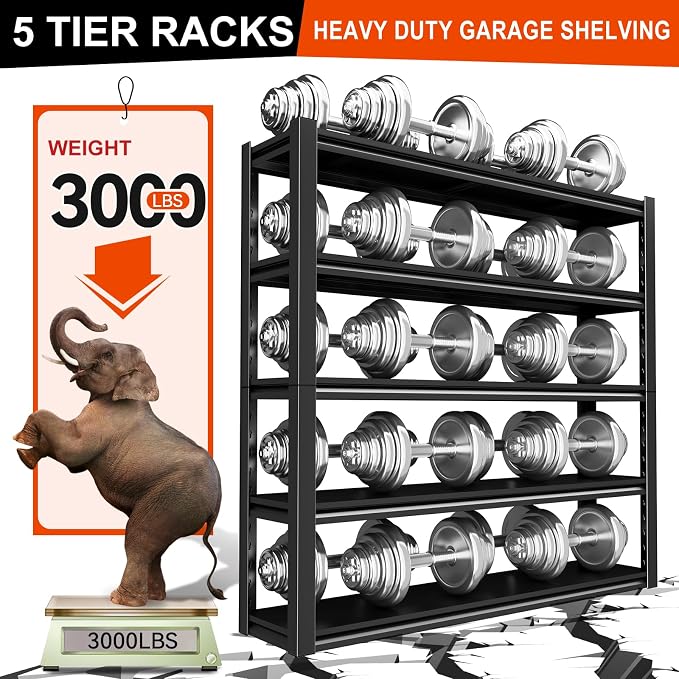 72" H Garage Shelving, Heavy Duty Storage Shelves, 3000LBS Garage Shelving - Image 5