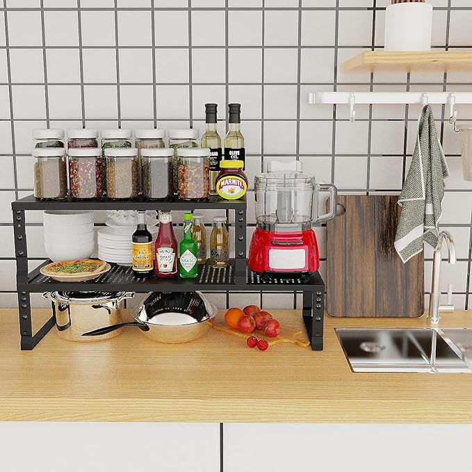 Expandable Cabinet Shelf Organizer Storage Spice Rack Shelves - Image 2
