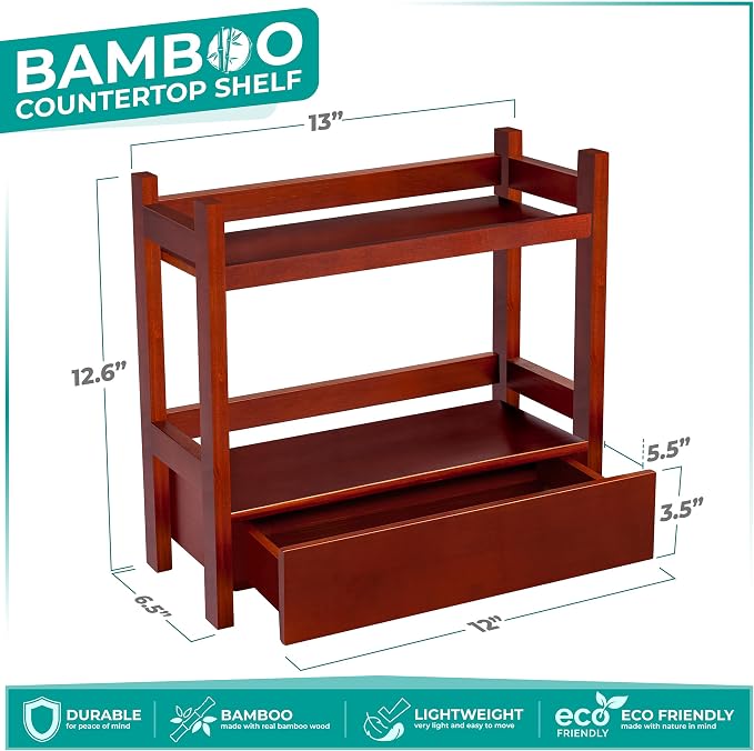 Sorbus Bamboo Bathroom Counter Organizer – 2-Tier Shelf - Image 3