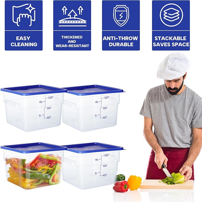 4 Pack Food Storage Containers, 12 Quart - Image 4