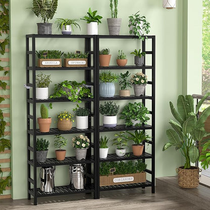 Homykic 6-Tier Bamboo Bookshelves and Bookcases, Adjustable 63.4”Tall Shallow - Image 7