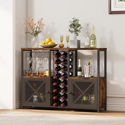Homeiju Mini Bars for Home, Wooden Coffee Bar Cabinet, Modern Liquor Cabinet - Image 6