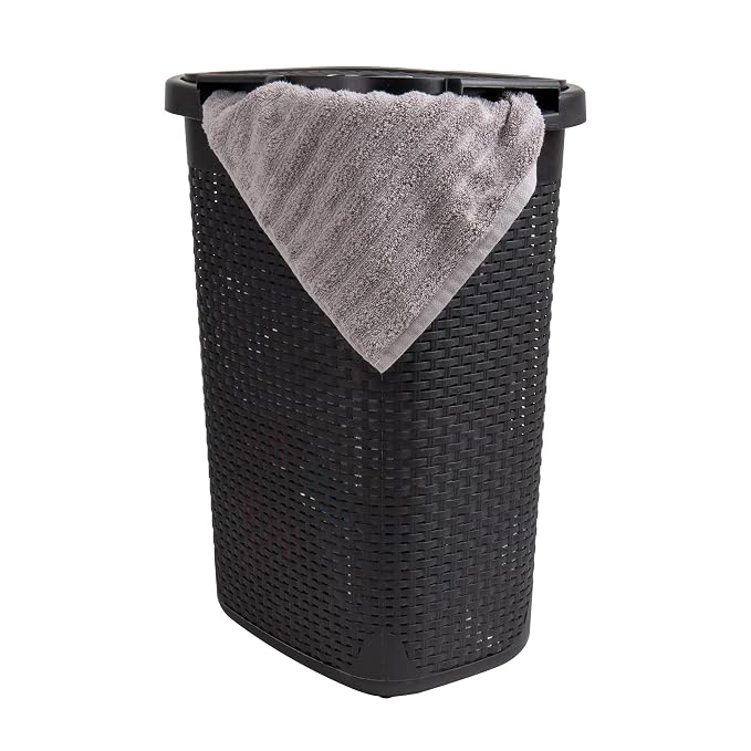 Mind Reader 60L Slim Laundry Hamper, Clothes Basket, Wicker Design, 17.65"L x by MindReader