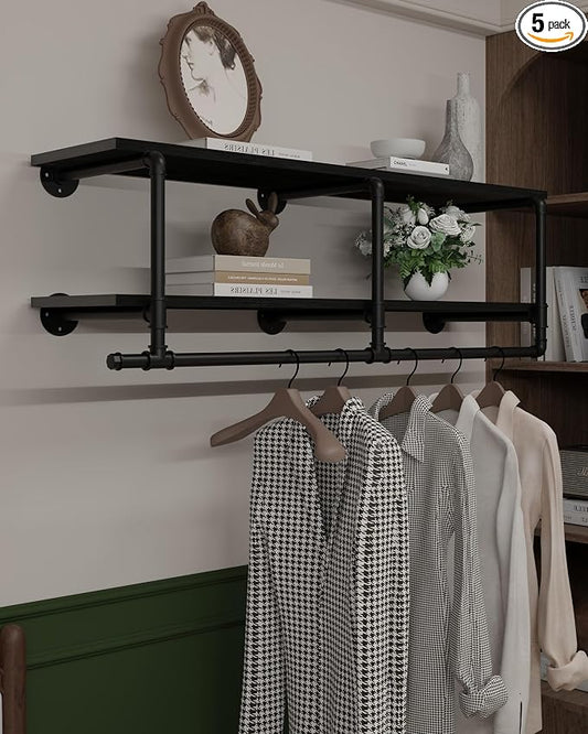 Wall Mounted Clothes Rack 12 Inch Deep, 48 Inch Heavy Duty Garment Rack by INDUSTRIALSHELVESDESIGN