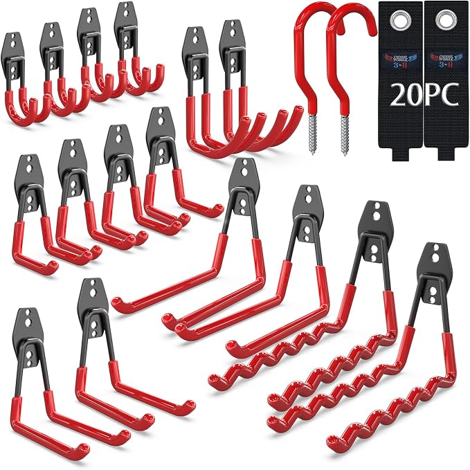 3-H Garage Wall Hooks 20 Pack, Garage Hooks Heavy Duty by 3-H