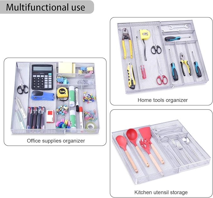 WuGeShop Expandable Office Drawer Organizer, 6 to 7 Compartments Adjustable - Image 4