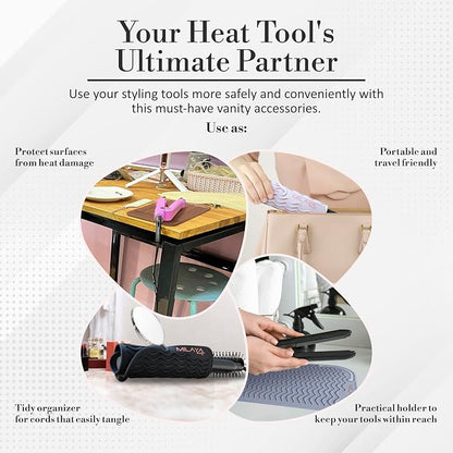 Vanity Accessories Heat Resistant Mat – Silicone Flat Iron & Curling Iron Holder - Image 10