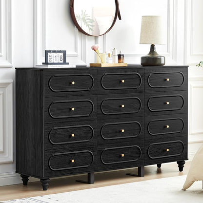 12 Drawer Fluted Dresser for Bedroom, Mid Century Modern Chest of Drawers by ORRD