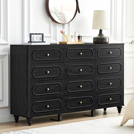 12 Drawer Fluted Dresser for Bedroom, Mid Century Modern Chest of Drawers by ORRD