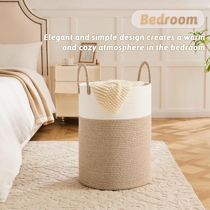 Laundry Basket, Woven Cotton Rope Laundry Hamper, 100L - Image 4