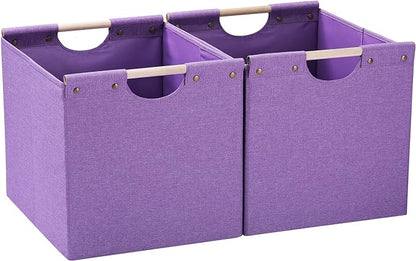 HOONEX Large Foldable Storage Bins, Linen Fabric, Storage Baskets by HOONEX