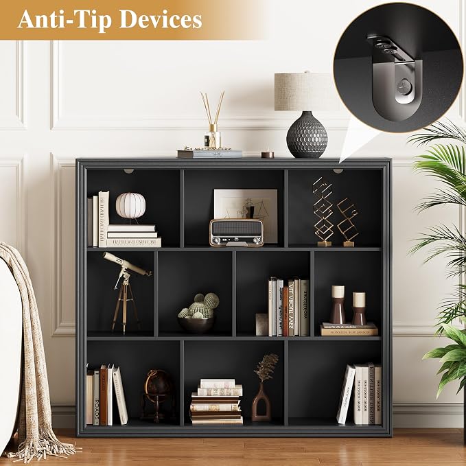 Book Shelf with 10-Cube, 43” Wide Bookshelf with Anti-Tip Device, 38” Tall Open - Image 4
