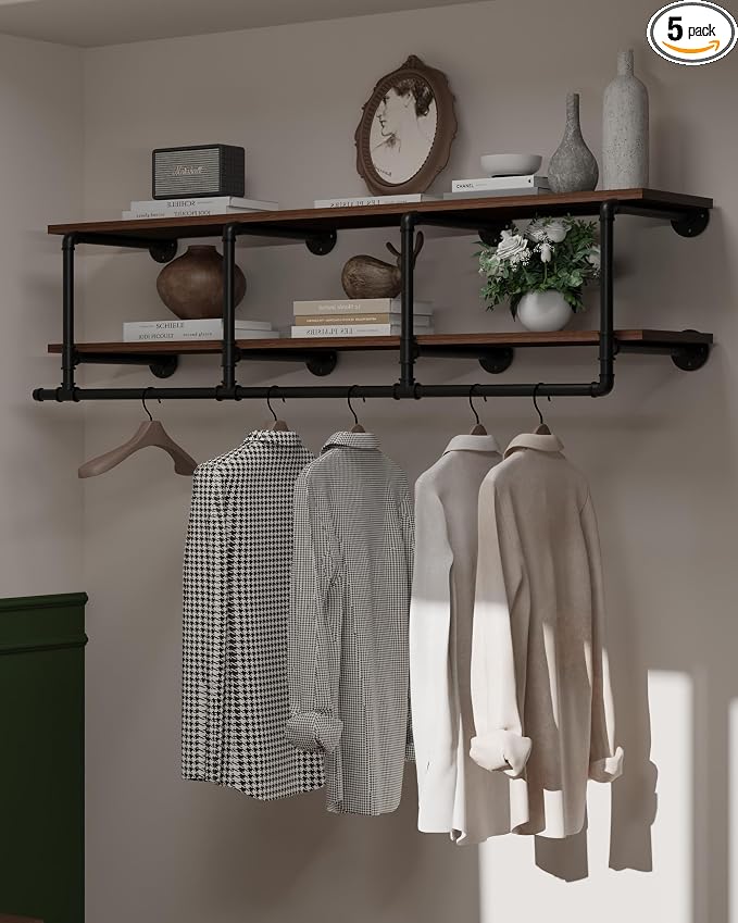 Wall Mounted Clothes Rack 12 Inch Deep, 60 Inch Heavy Duty Garment Rack by INDUSTRIALSHELVESDESIGN