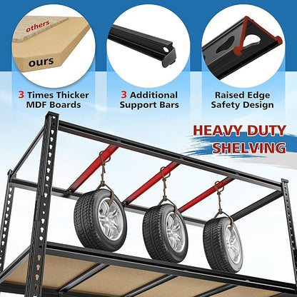 59.8"W Metal Shelving 59.8"H Storage Shelves 2200LBS Garage Shelving Adjustable - Image 6