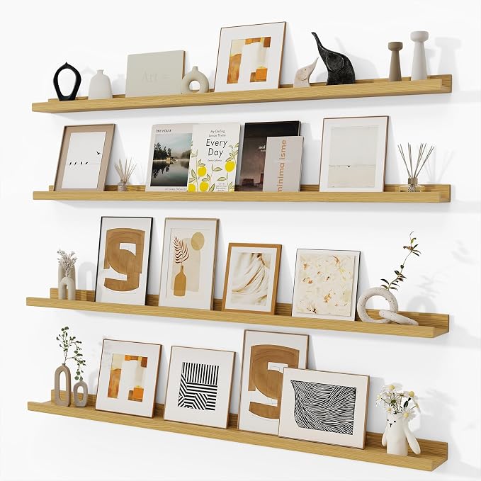 Fun Memories Picture Ledge Shelf, Floating Shelves Set of 4, 48 Inch Picture by FunMemories