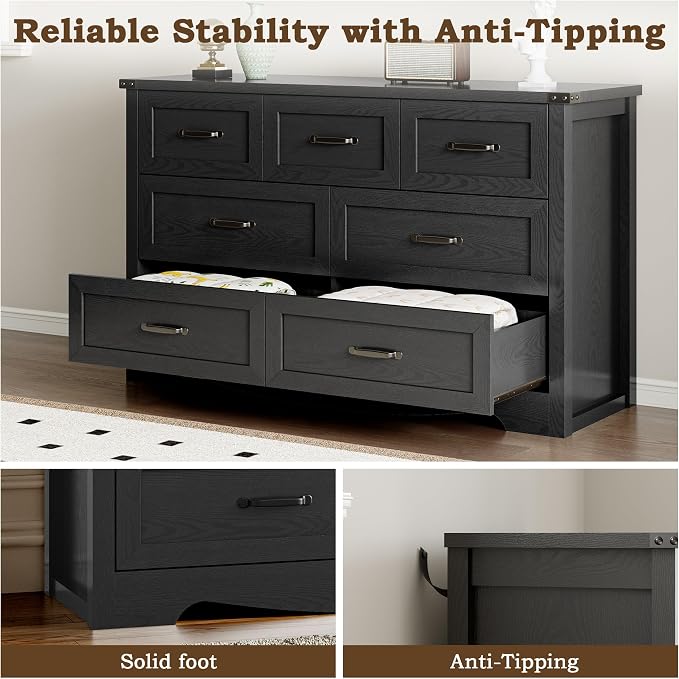 7-Drawer Dresser for Bedroom, Modern Wooden Chest of Drawers - Image 6