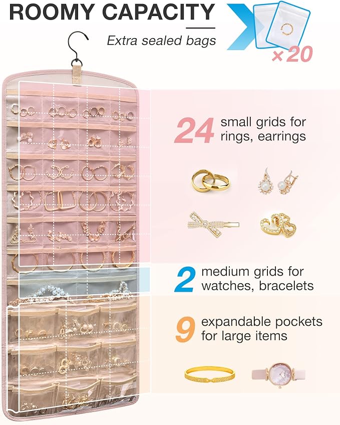 BAGSMART Hanging Jewelry Organizer, Necklace Holder Anti-tangle Earrings Rings - Image 3