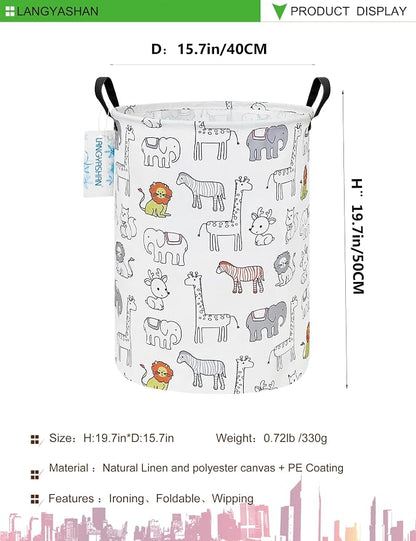 LANGYASHAN Laundry Basket Canvas Fabric Collapsible Organizer Basket - Image 2