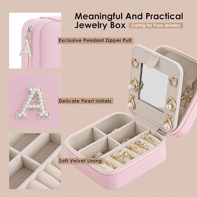 Birthday Gifts For Women, Initial Jewelry Box, Travel Jewelry Case, Gifts for - Image 3