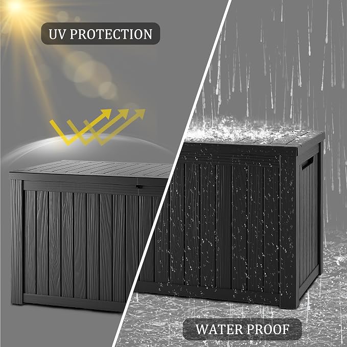 150 Gallon Resin Deck Box, Waterproof Outdoor Storage Box - Image 3