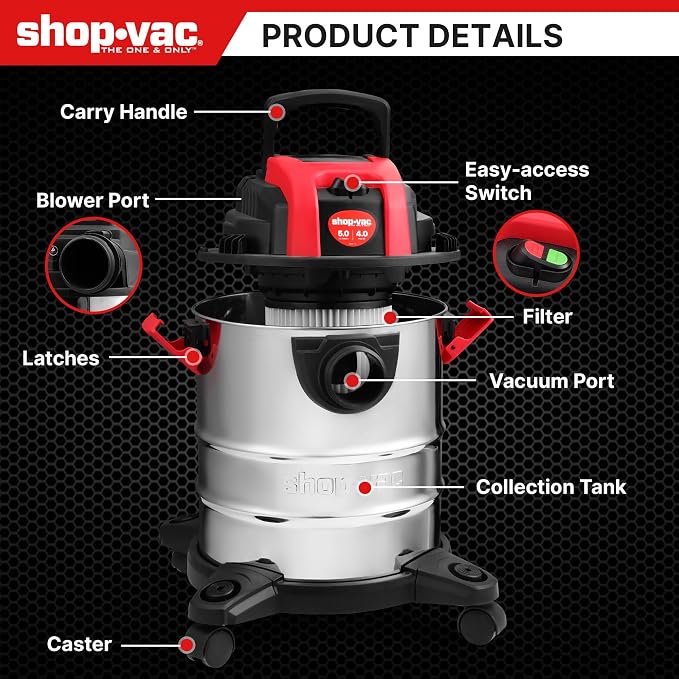 Shop-Vac 5 Gallon 4.0 HP Wet/Dry Vacuum - Image 7
