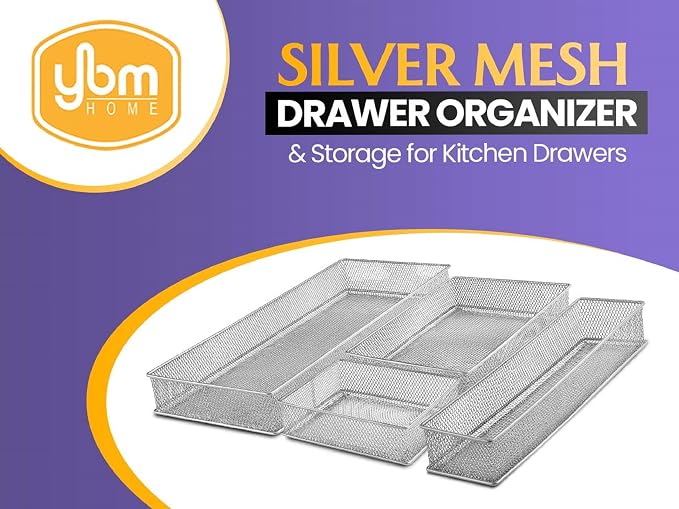 YBM HOME Silver Mesh Drawer Cabinet and or Shelf Organizer Bins, School Supply - Image 2