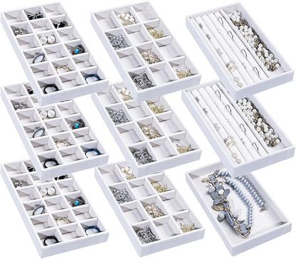 Frebeauty Jewelry Organizer Tray, Stackable Velvet Jewelry Trays, Drawer by Frebeauty