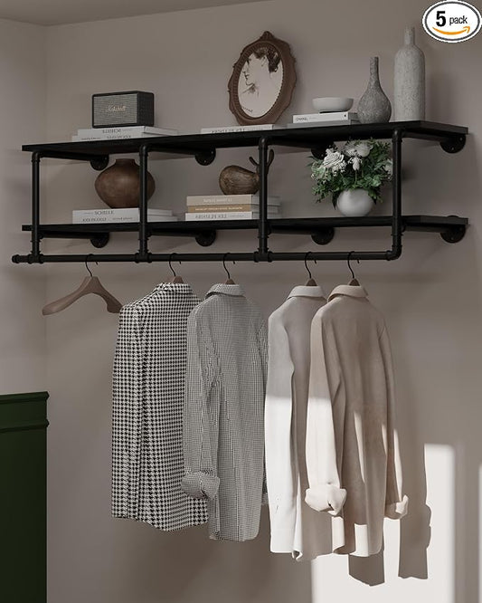 Wall Mounted Clothes Rack 12 Inch Deep, 60 Inch Heavy Duty Garment Rack by INDUSTRIALSHELVESDESIGN