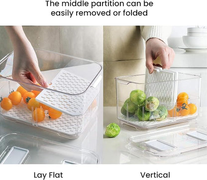 vacane Produce Saver with Folding Lids, 2 Piece Fruit Vegetable Storage - Image 3
