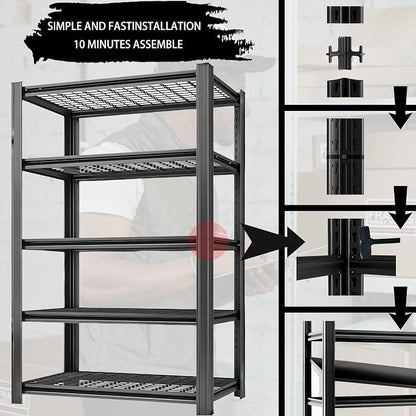 Storage Shelving Unit Height Adjustable Heavy Duty Garage Shelves Metal Utility - Image 5