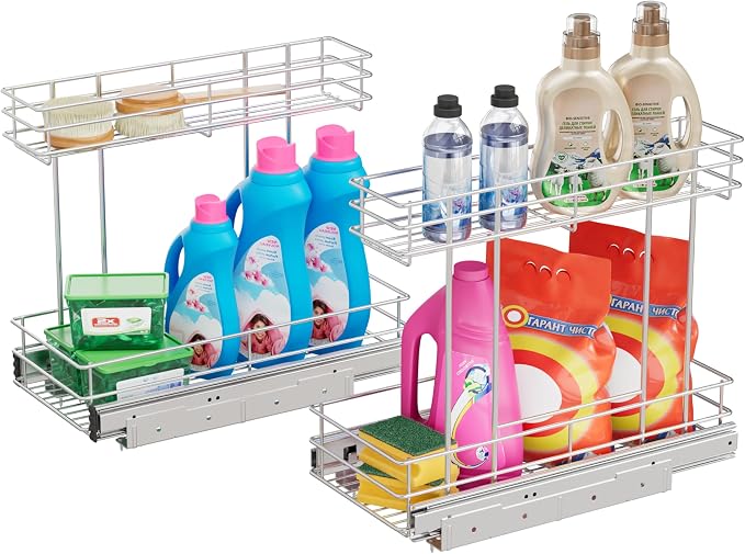 Under Sink Organizer 2 Packs, Pull Out Cabinet Organizer 2 Tier, Under Sink by STORKING