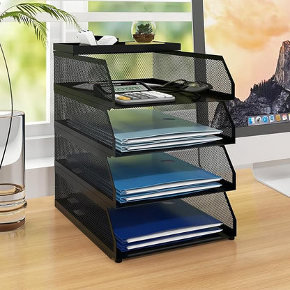 Natwind 4-Tier Desk Organizer, Stackable Paper Tray, Desk Accessories, Metal by Natwind