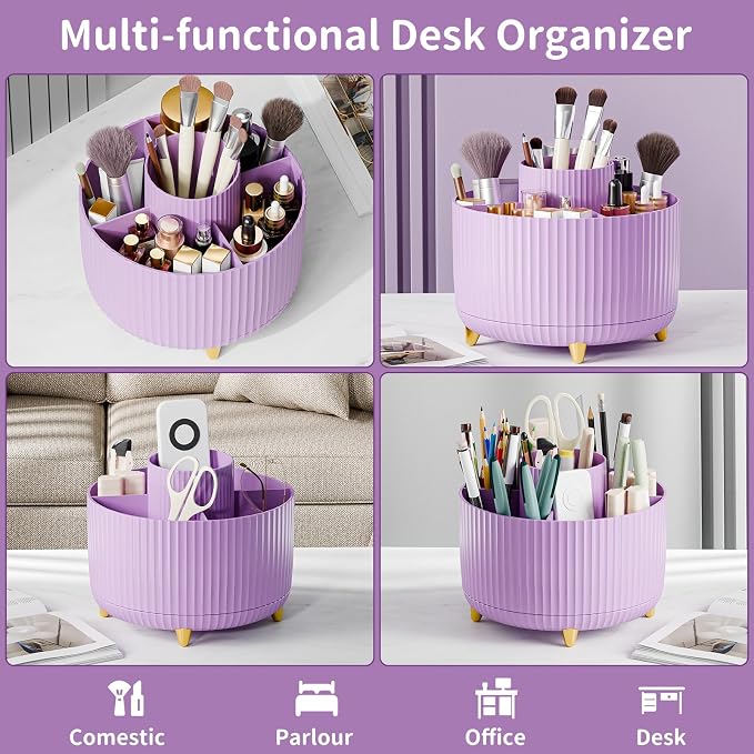 360° Rotate Makeup Brush Holder Organizer, Makeup Organizers Countertop - Image 3