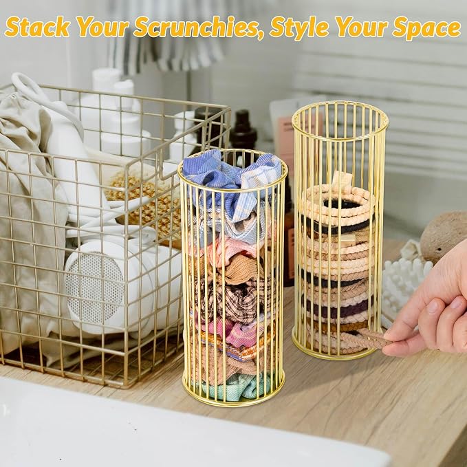 Gold Metal Hair Ties Holder Organizer – Stylish Scrunchie Stand - Image 4