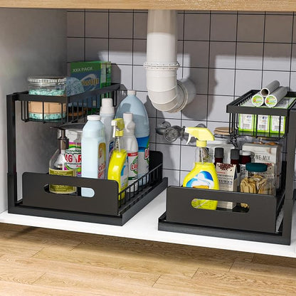 bukfen Under Sink Organizer, Pull Out Cabinet Organizer 2-Tier Slide Out by bukfen